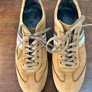 Tod's Tan Suede Sneakers with Stripes